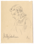 39728 Portret van een jonge vrouw, genaamd Willy Schooleman, een van de medewerkers van een uitdeelpost in Utrecht. ...